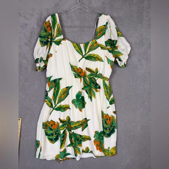 Women’s tropical print pullover dress elastic waist button front detail XL - Picture 5 of 11